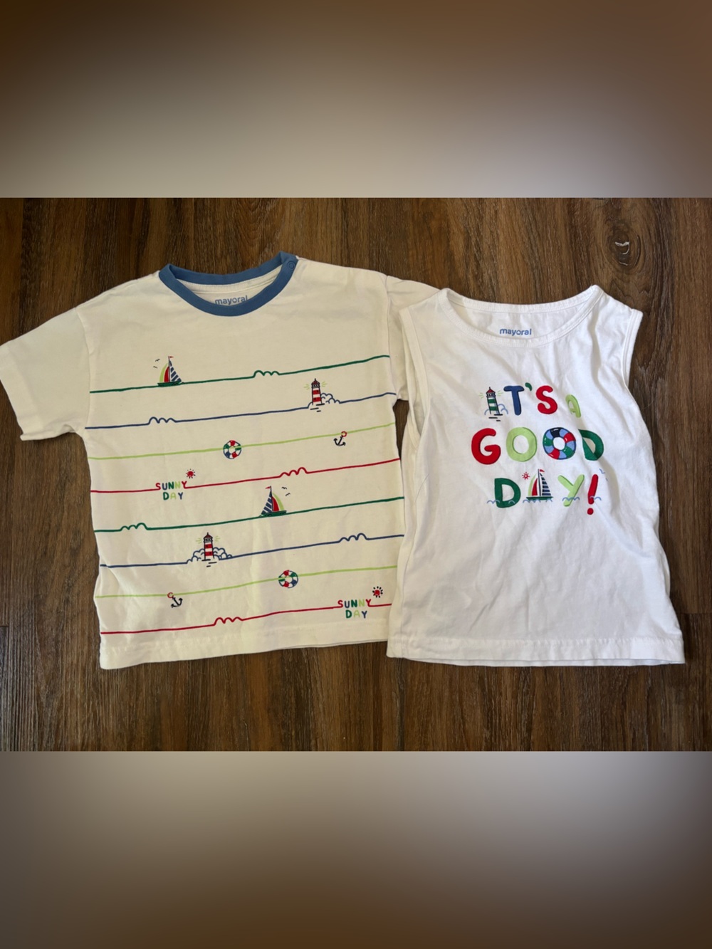 Mayoral Kids' White and Blue Nautical Tee & tank set 24m